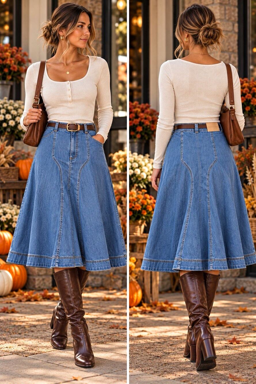 See By Chloé Blue Denim High Rise A-Line Midi Skirt Capsule Fall Size 38